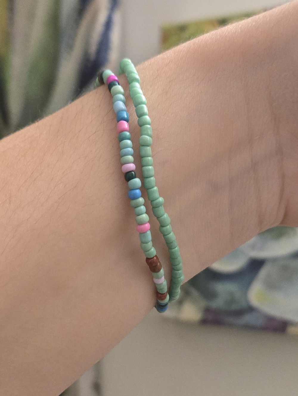 3/$10 Mint Green Handmade Seed Bead Bracelet Set